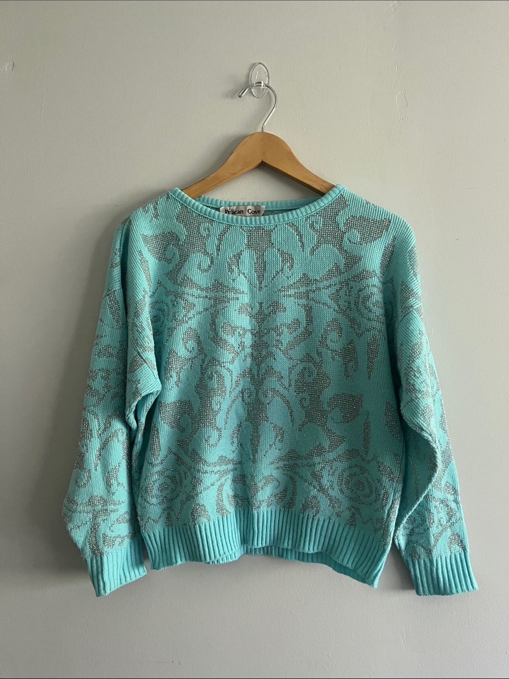 Vintage Pelican Cove Blue & Silver Crewneck Sweater